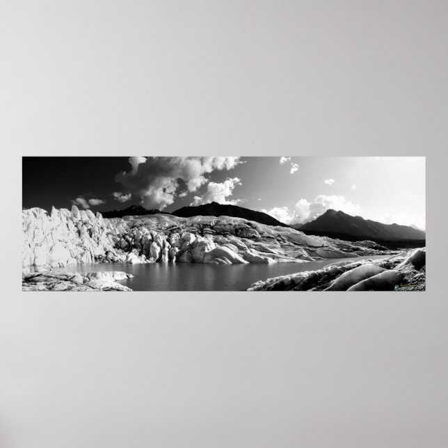 Matanuska Glacier Panorama Black & White Poster (Vorne)