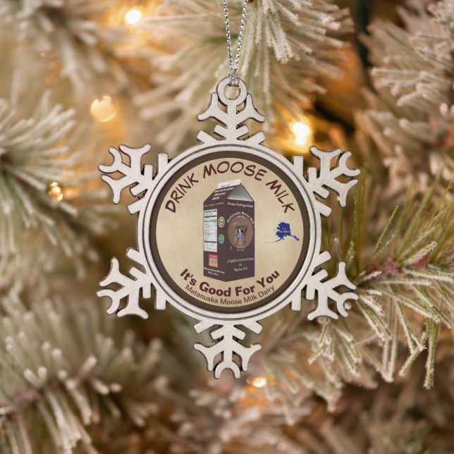 Matanuska Moose Milk Schneeflocken Zinn-Ornament (Baum)