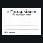 Match aus Himmelsheiratskarten<br><div class="desc">Diese Lieblings-Eheratenkarten sind das perfekte Kompliment für Ihren Hochzeitsempfang. Dieses Design kombiniert schwarze Schriftart mit den Worten "Heiratsbeilage für ein Spiel aus dem Himmel". Die Karte bietet Platz,  um Rat und Namen verlassen.</div>