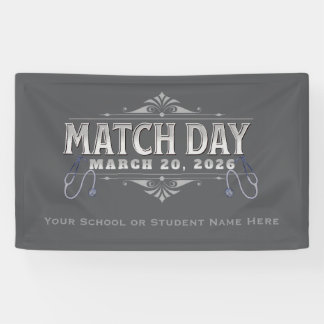 Match Day 2026 Party Elegant Gray Stethoscope Banner