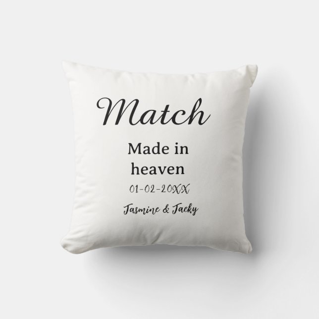 Match made in heaven add name date simple calligra kissen (Vorderseite)