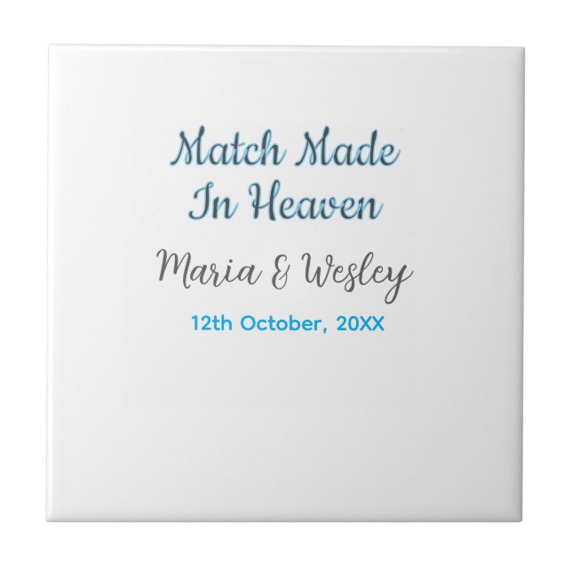 Match made in heaven blue black couple name date fliese (Vorderseite)
