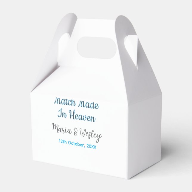 Match made in heaven blue black couple name date geschenkschachtel (Vorderseite)