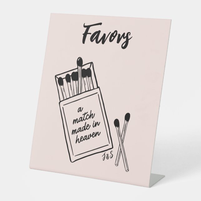 Match Made in Heaven Gastgeschenk Hochzeit Pedesta Sockelschild (Vorderseite)