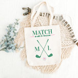 Match Made in Heaven Golf Bachelorette Bride Tragetasche<br><div class="desc">Sie suchen das passende Zubehör für den Tennistheater Junggeselinnen-Abschied? Schauen Sie sich nur unsere Tasche "Match Made in Heaven" Tennis Bachelorette Braut an! Diese stilvolle und praktische Totentasche passt perfekt zu jeder Tennisfreude. Unsere Tasche ist aus hochwertigen Materialien gefertigt und sowohl haltbar als auch stilvoll. Das von Tennis inspiriert Design...</div>