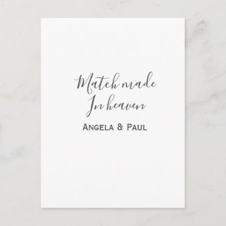 Match made in heaven name couple wedding simple postkarte