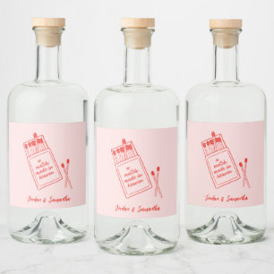 Match Made in Heaven Pink & Red Retro Alkoholflaschenetikett