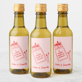 Match Made in Heaven Rosa & Red Retro Mini Weinetikett