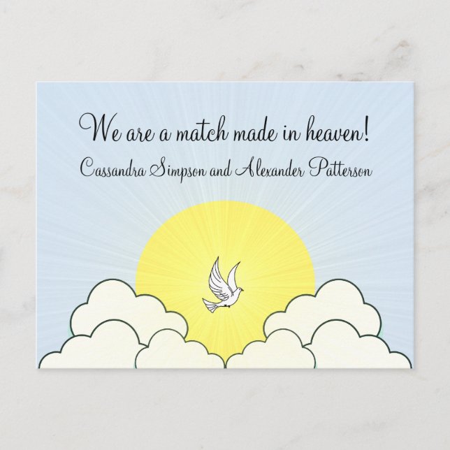 Match Made in Heaven Save the Date Postkarte (Vorderseite)