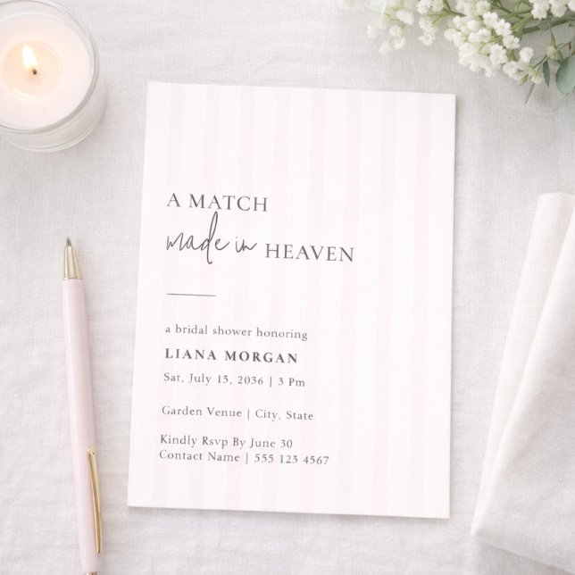 Match Made in Heaven Stripe Bridal Shower Invite Einladung (Von Creator hochgeladen)