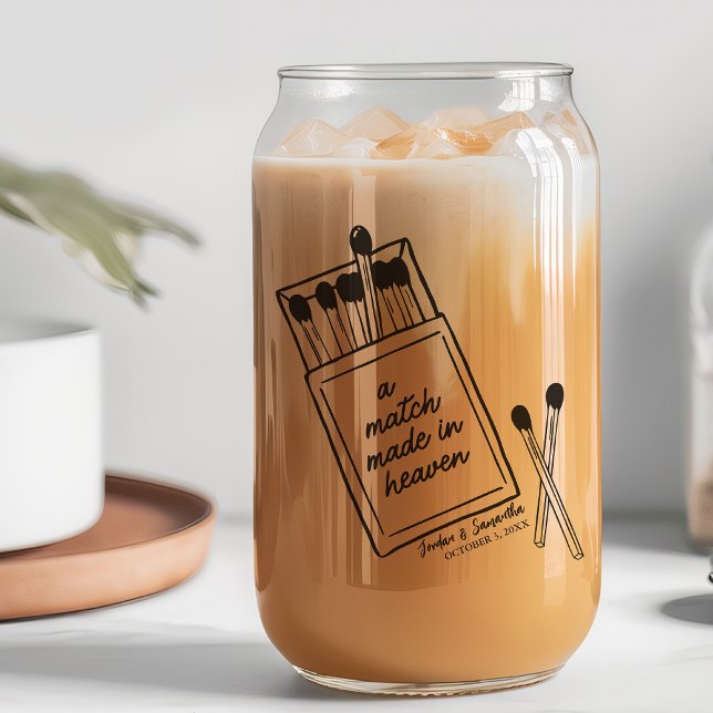 Match Made in Heaven Wedding Brautparty Bevorzugun Dosenglas (Match Made in Heaven Wedding Bridal Party Favor Can Glass)