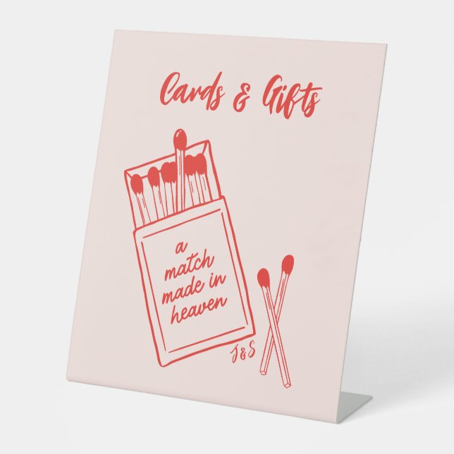 Match made in Heaven Wedding Cards Pedestal-Zeiche Sockelschild (Vorderseite)