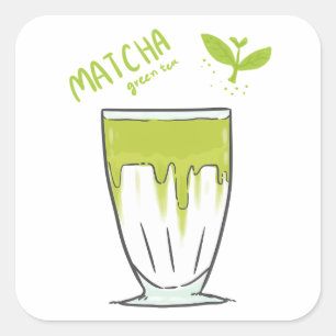 Matcha-Aufkleber Quadratischer Aufkleber