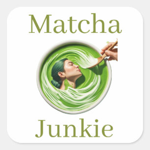 Matcha-Aufkleber Quadratischer Aufkleber