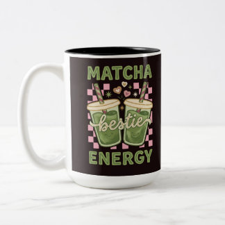 MATCHA Bestie - Süßes Grafik-T-Shirt für Grüntee-L Zweifarbige Tasse