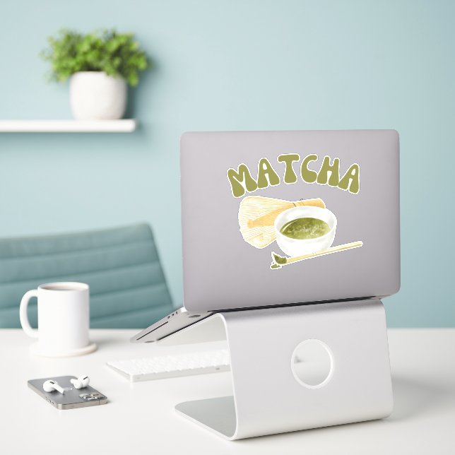 Matcha boba grüner Tee, Matcha Aufkleber (Laptop auf Schreibtisch)