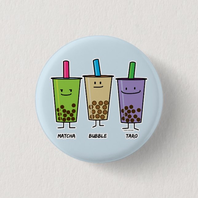 Matcha boba Tee Grün Getränk Milch Taro Tapioca Button (Vorderseite)