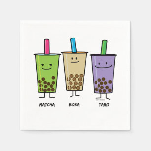 Matcha boba Tee Grün Getränk Milch Taro Tapioca Serviette