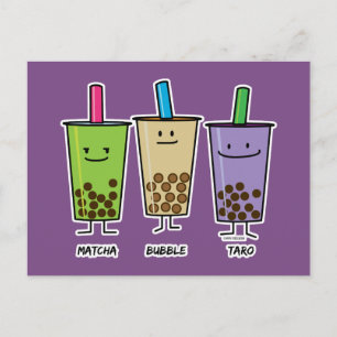 Matcha boba Tee Grünes Getränk Milch Taro Tapioca  Postkarte