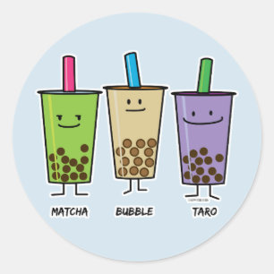 Matcha boba Tee Grünes Getränk Milch Taro Tapioca  Runder Aufkleber