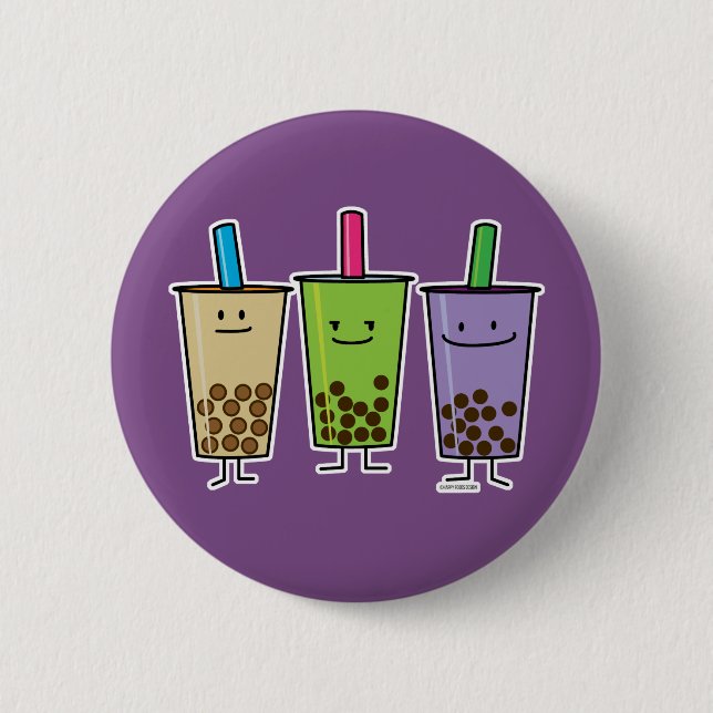 Matcha boba Teegrüngetränkmilch Button (Vorderseite)