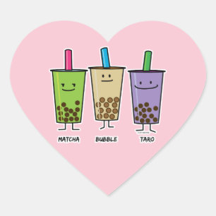 Matcha boba Teegrüngetränkmilch Herz-Aufkleber