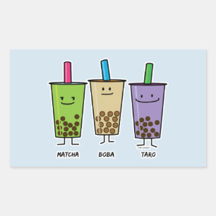 Matcha boba Teegrüngetränkmilch Rechteckiger Aufkleber