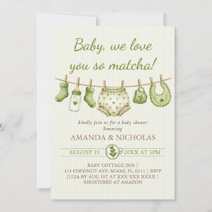 Matcha Boy Girl Baby Shower Einladung