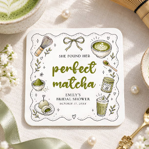 Matcha-Brautjungfer-Party Sie fand ihr perfektes M Rechteckiger Pappuntersetzer