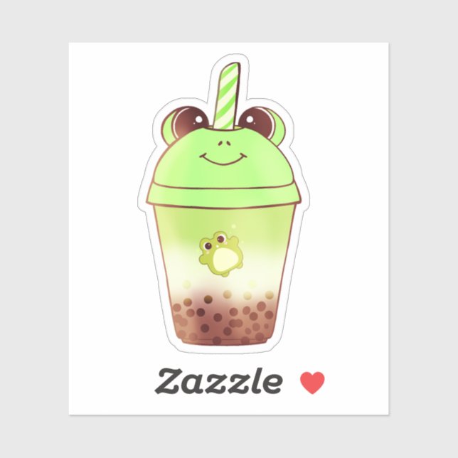 Matcha Bubble Tea Milk Tea Frog Aufkleber (Blatt)