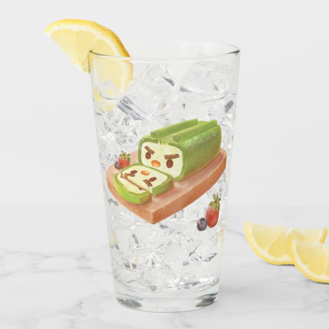 Matcha Cake Roll Illustration Glas (Vorderseite Ice)
