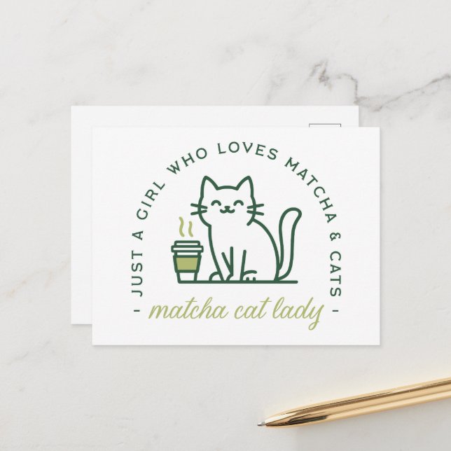 Matcha Cat Liebhaber lustig nur ein Mädchen kawaii Postkarte (Vorderseite/Rückseite Beispiel)