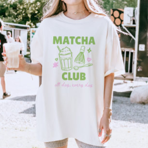 Matcha Club Grün & Pinke Kritzeleien Sommer T-Shirt