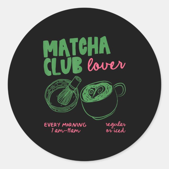 Matcha Club Regulärer oder Eisgrüner Tee Matcha La Runder Aufkleber (Vorderseite)
