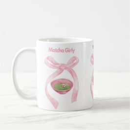 Matcha, Coquette Bow, Pink Bow, Matcha Girly, Mat Kaffeetasse