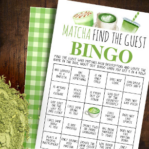 Matcha Finde den Gast Bingo Spielkarte Flyer