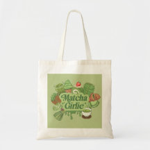"Matcha Girlie"-Ästhetik-Leinwand-Tasche - Grün
