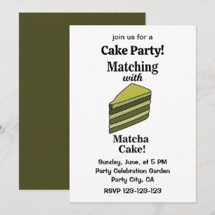 Matcha Green Cake Party Funny Einladung