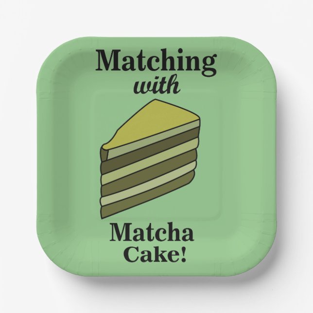 Matcha Green Cake Party Pappteller (Vorderseite)