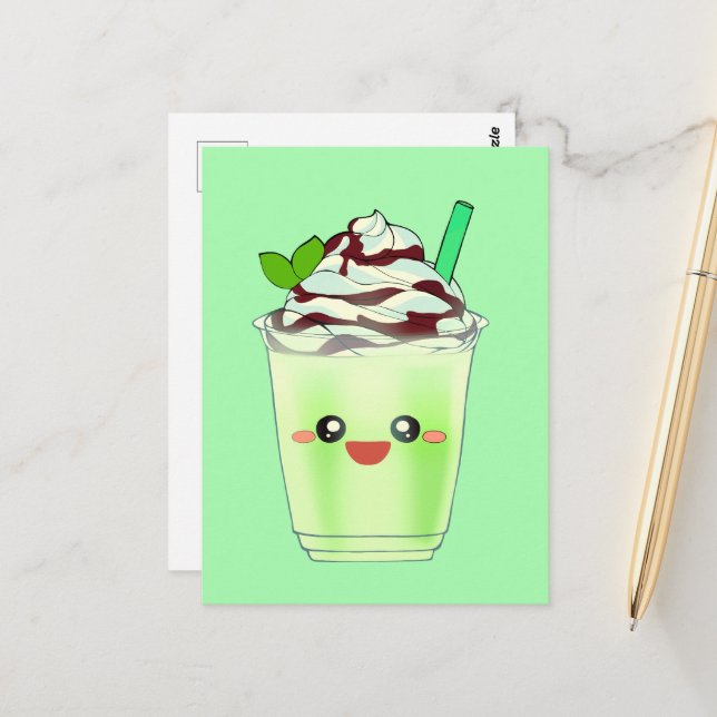 Matcha Green Tea Blended Drink Postkarte (Vorderseite/Rückseite Beispiel)