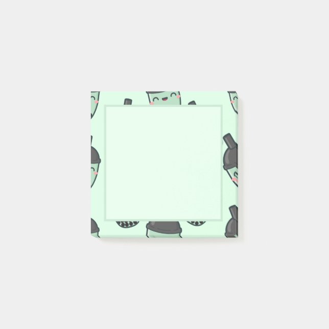 Matcha Green Tea Bubble Tee Boba Post-it Klebezettel (Vorderseite)