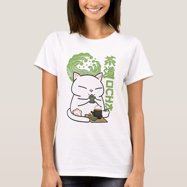 Matcha Green Tea Cat T-Shirt (Vorderseite)