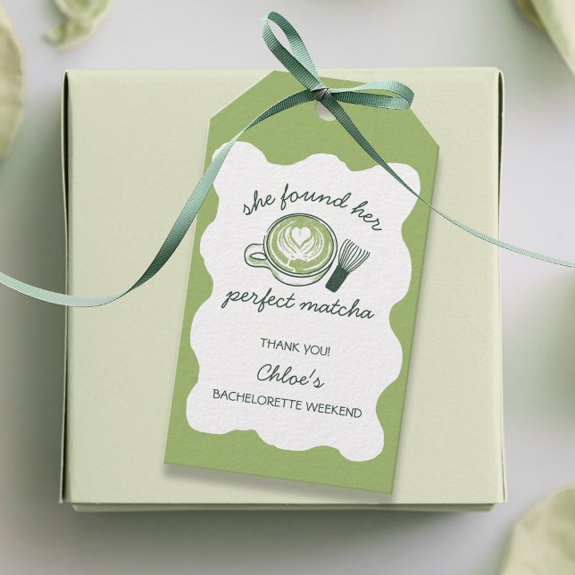 Matcha Green Tea Cup & Whisk Bachelorette Geschenkanhänger (Perfect Matcha Green Tea Cup & Whisk Bachelorette Gift Tags)