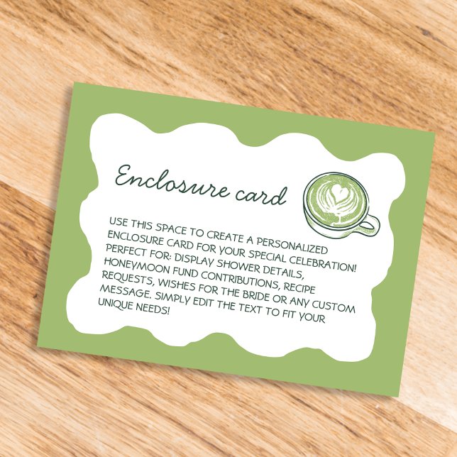 Matcha Green Tea Hand Drawn Bachelorette Begleitkarte (Matcha Green Tea Hand Drawn Bachelorette Enclosure Card)