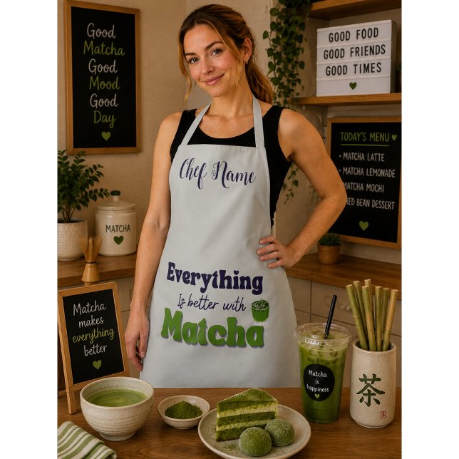 Matcha Green Tee, mit Matcha ist alles besser Schürze (Von Creator hochgeladen)
