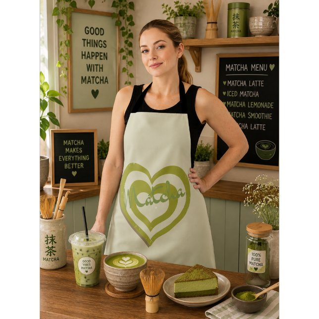 Matcha Green Tee , Retro y2k Herz Schürze (Von Creator hochgeladen)