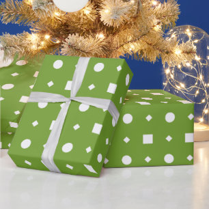 Matcha Grün und Weiß Gepunktet und Quadratisch Geschenkpapier