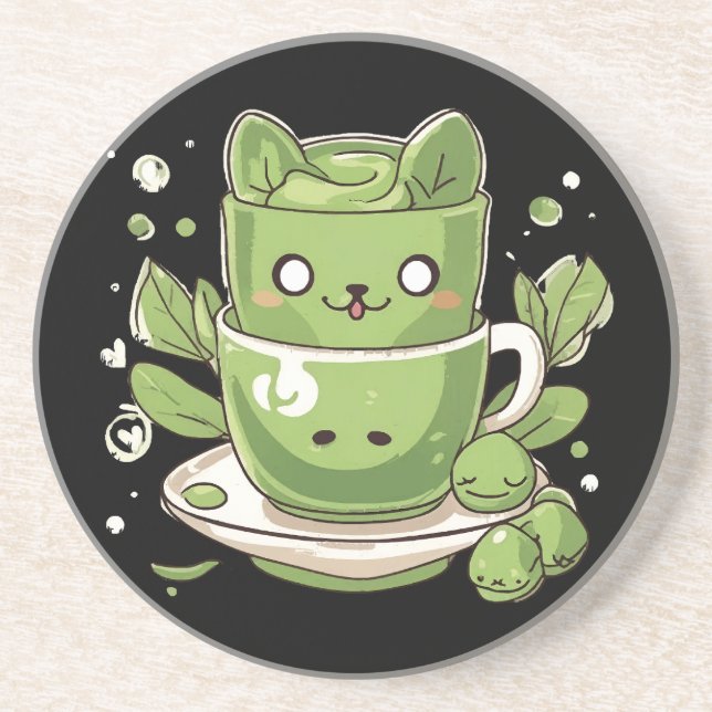 Matcha-grüner Tee Getränkeuntersetzer (Vorne)