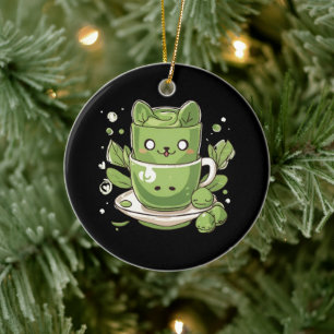 Matcha-grüner Tee Keramik Ornament