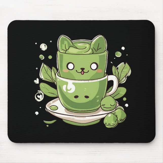 Matcha-grüner Tee Mousepad (Vorne)